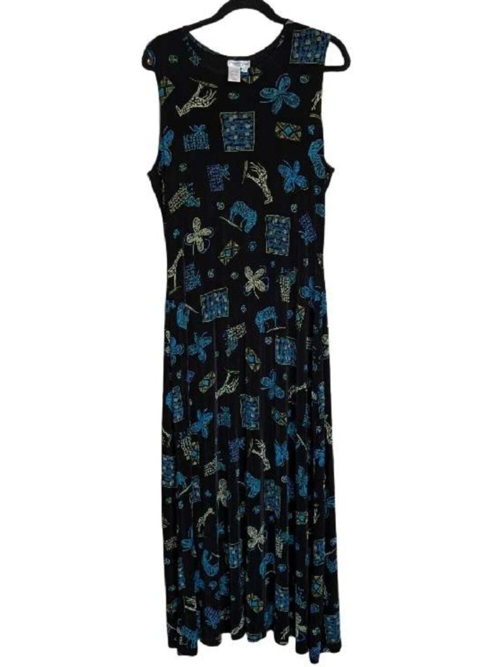 Coldwater Creek Sleeveless Abstract Safari-Theme Motif Maxi Dress
